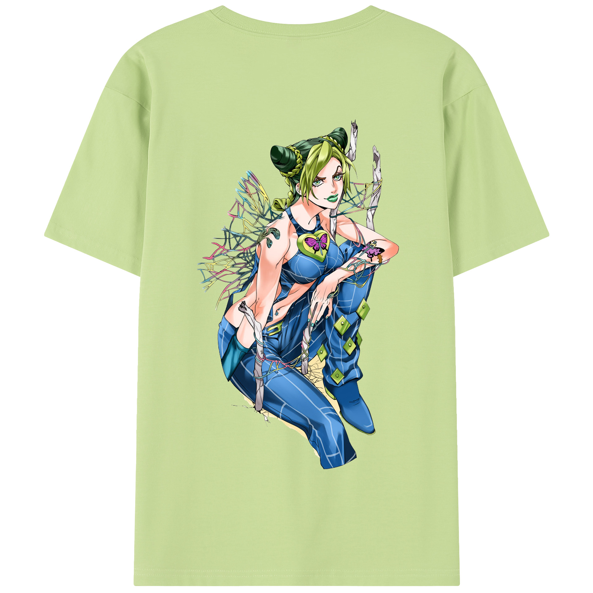 （画像用） "ジョジョの奇妙な冒険 くうじょう ジョリーン JoJo's Bizarre Adventure Jolyne Cujoh " 綿100％半袖Tシャツ（背面プリント）